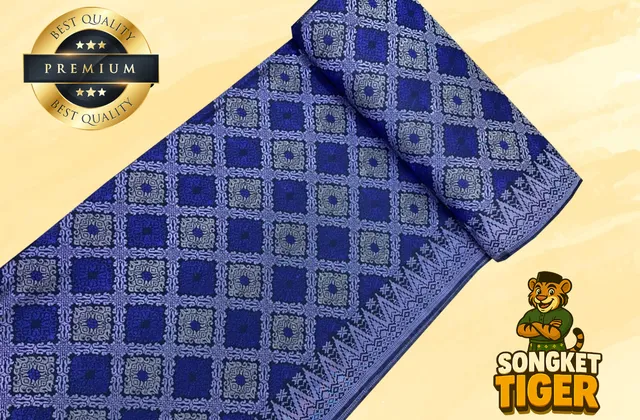 Songket fabric detail showing metallic thread motifs
