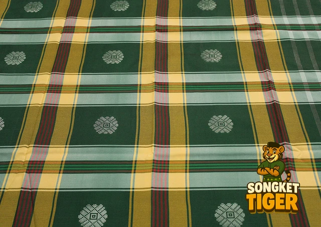 Machine-made Sampin design 1 by SongketTiger, woven in checked and floral patterns with a decorative border.