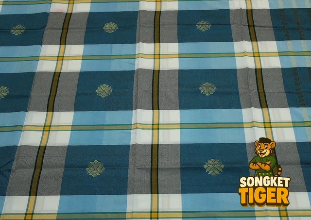 Machine-made Sampin design 2 by SongketTiger, woven in checked and floral patterns with a decorative border.