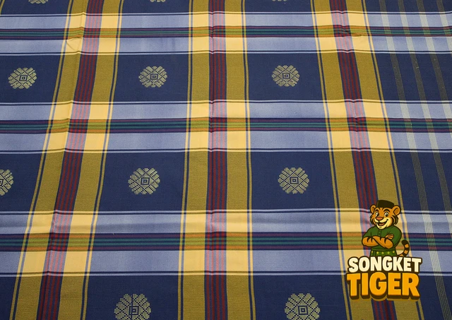 Machine-made Sampin design 3 by SongketTiger, woven in checked and floral patterns with a decorative border.