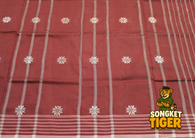 Machine-made Sampin design 4 by SongketTiger, woven in checked and floral patterns with a decorative border.