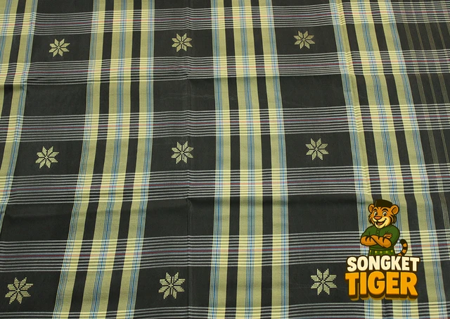 Machine-made Sampin design 7 by SongketTiger, woven in checked and floral patterns with a decorative border.