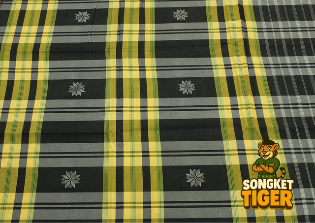 Machine-made Sampin design 10 by SongketTiger, woven in checked and floral patterns with a decorative border.