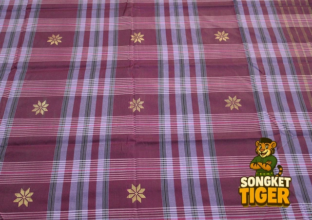 Machine-made Sampin design 11 by SongketTiger, woven in checked and floral patterns with a decorative border.