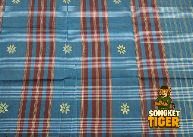 Machine-made Sampin design 12 by SongketTiger, woven in checked and floral patterns with a decorative border.