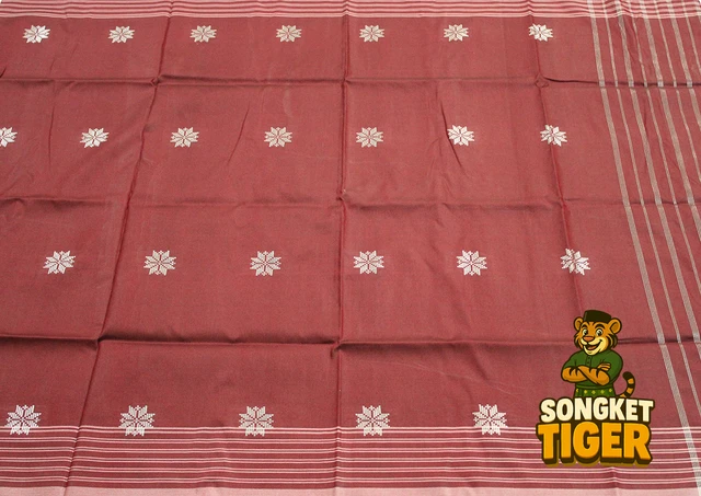 Machine-made Sampin design 13 by SongketTiger, woven in checked and floral patterns with a decorative border.