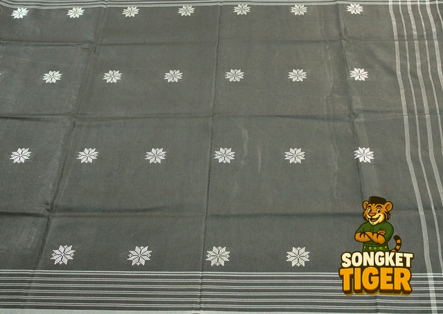 Machine-made Sampin design 14 by SongketTiger, woven in checked and floral patterns with a decorative border.