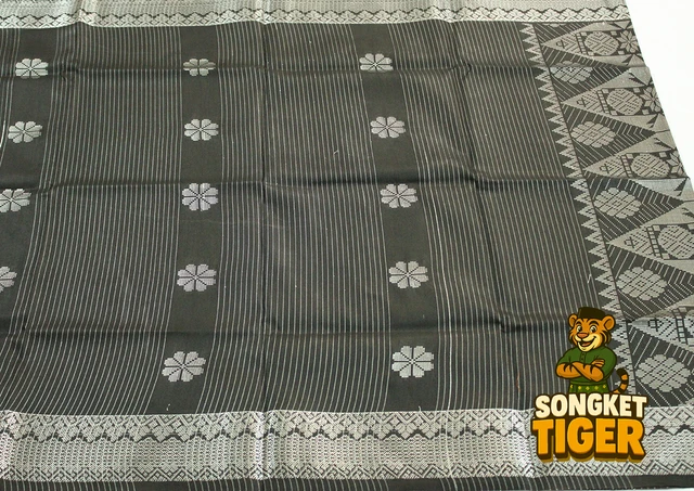Machine-made Sampin design 15 by SongketTiger, woven in checked and floral patterns with a decorative border.