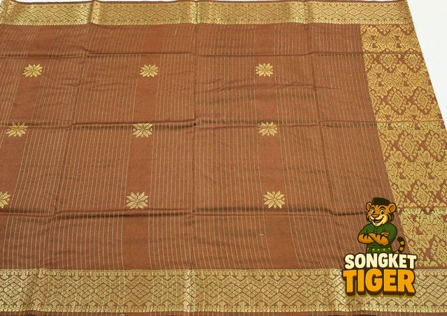 Machine-made Sampin design 16 by SongketTiger, woven in checked and floral patterns with a decorative border.