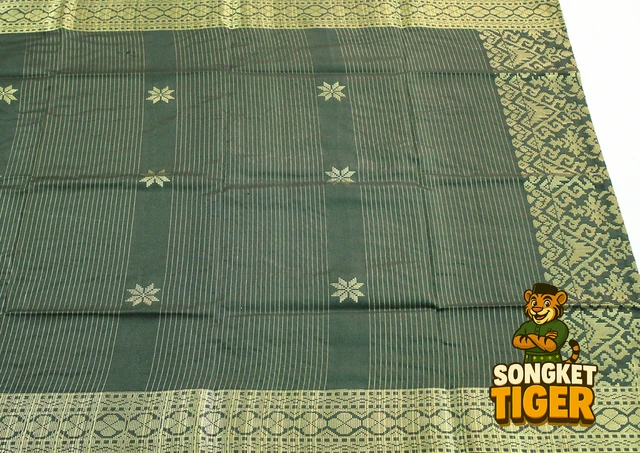 Machine-made Sampin design 17 by SongketTiger, woven in checked and floral patterns with a decorative border.