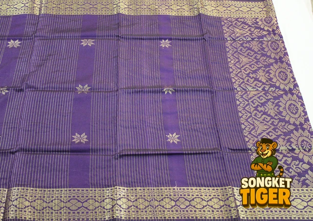 Machine-made Sampin design 18 by SongketTiger, woven in checked and floral patterns with a decorative border.