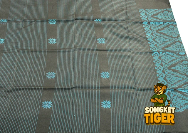 Machine-made Sampin design 20 by SongketTiger, woven in checked and floral patterns with a decorative border.