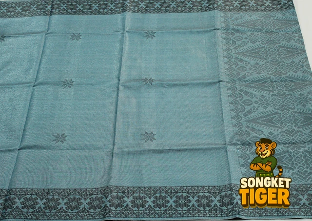 Machine-made Sampin design 21 by SongketTiger, woven in checked and floral patterns with a decorative border.