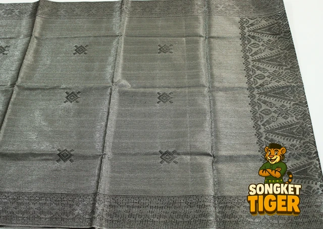 Machine-made Sampin design 22 by SongketTiger, woven in checked and floral patterns with a decorative border.