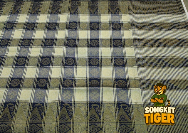 Machine-made Sampin design 23 by SongketTiger, woven in checked and floral patterns with a decorative border.